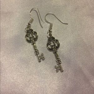 Alloy Silver Smith Lock Key Earring Set